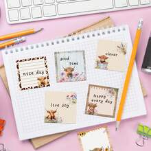 3/9/12 Pack Highland Cow Sticky Note Set - Cute Cow And Flower Design, Durable Paper, Perfect For Birthday Parties, Home, School And Office, Ideal Gift For Women On Valentine's Day - one-size - View 9