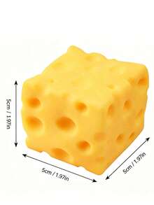 Realistic Hole Cheese Squishy Cube, Soft Stretchable Slow Rebound Fidget Prop, Mini Food Ornament Stress Release Toy For Office Decor Gift - Multicolor - View 5