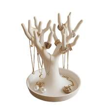 1pc Tree-Shaped Jewelry Storage Rack, White Resin Hand-Shaped Jewelry Display Tray, Ring, Necklace And Earring Display Stand, Suitable For Bedroom Vanity, Jewelry Key Tray, Vanity Decor Gift - Multicolor - View 5