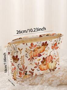 Tas Penyimpanan Kosmetik Portabel Motif dan Daun Maple, Dicetak Dua Sisi, Tas Rias Perjalanan dengan Resleting, Organizer Perlengkapan Mandi Multifungsi - MultiWarna - View 3