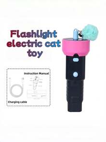Cute Pet Electric Cat Teaser, Slouchy Cat Toy Wand, Automatic Retractable Fur Ball Launcher Cat Boredom Relief Toy - View 9