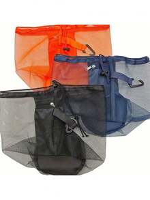 Sports Drawstring Net Bag Portable Basketball Net Bag Ball Storage Bag Mesh Carry Bag With Zipper Pocket Suitable For Men Women Basketball Soccer Football Volleyball And Rugby Sports Equipment Storage Basketball Gear Basketball Stuff - Multicolor - View 9