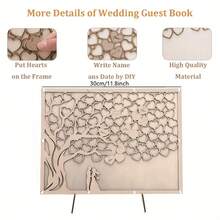 Wedding Guest Book Alternative | Heart-Shaped Tree Guest Board | Rustic Wooden Guest Book [Square] - Wood Color - View 4
