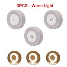 1 Stück dimmbare LED-Touch-Nachtleuchte - einstellbare Warmweiß- & Tageslicht-Helligkeit, geeignet für Schlafzimmer, Flur, Badezimmer, Wohnzimmer, Kleiderschrank, Schrankdekoration Beleuchtung - kompaktes Design, einfache Installation, USB-aufladbare Schrankleuchte/Wandleuchte, ästhetisches Zuhause - Verschiedenfarbig - Übersicht 14