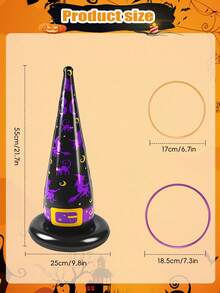 15/5/1pc Inflatable Witch Hat Ring Toss Game Set,Halloween Party Supplies, Reusable PVC Inflatable Game Props With Throwing Rings, Multiple Sets Available, For Yard Lawn Backyard Indoor Outdoor Halloween Holiday Decoration Group Activity - Multicolor - View 7