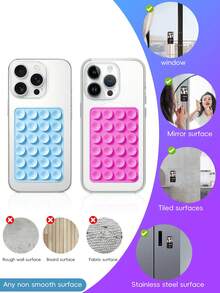 Soporte de teléfono móvil con ventosa de silicona, 24 soportes adhesivos de ventosa para funda de teléfono móvil, agarre de teléfono móvil con adhesivo de doble cara adecuado para selfies, videollamadas, ducharse, baño, soporte de teléfono móvil con ventosa de silicona - Multicolor - Ver 3