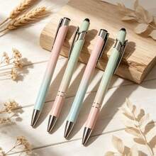 4Pcs (2 Touchscreen + 2 Flat Head) Candy Color Gradient Metal Ballpoint Pens, With Touchscreen Stylus Tip, Smooth Writing, Comfortable Grip, Compatible With Various Devices, Suitable For Office, School Supplies, Gifts, Back To School Season - Sets - View 8