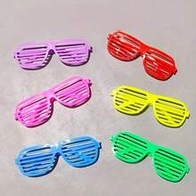 5PCS Versatile Party Glasses - Random Color - Colorful Plastic Frame Accessories, Suitable For Masquerade, Graduation Party, Theme Party (No Lenses), Celebration Accessories | Striped Frame Glasses | Lightweight Glasses, Suitable For Halloween - Multicolor - View 10