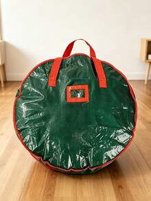 Round Christmas Wreath Storage Bag With Portable Handle, Dust-Proof Storage Box, Suitable For Christmas Wreaths And Decorative Ribbons, Can Be Placed In Closet, Garage, Basement, Ideal Storage Solution For Christmas, Wedding, Birthday, Camping Party Decorations And Gift Wrapping Paper - Red - View 20
