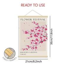 1pc Spring Floral Canvas Poster, Japanese Cherry Blossom Art Print, Modern Retro Wall Art Decor, Frameless Garden Art, Suitable For Living Room, Bedroom, Kitchen, Bathroom, Home Office, Indoor Use, Artistic Landscape Theme, Ink Material, Vertical Orientation - Multicolor - View 17