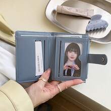 Denim Studded Wallet~New Minimalist Korean Style Multi-Function Foldable Zipper Wallet,Card Cover - Multicolor - View 5