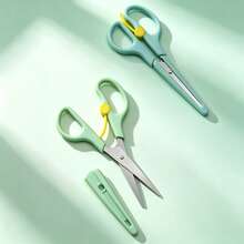 1pc Stainless Steel Scissors With Spring-Loaded Handle, Effortless Cutting, Round Tip, For Home Sewing, Crafts, Paper Trimming And Art Work - Multicolor - View 4