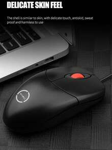 RAIKU Silent Wired Mouse For Business Office, 1.8m Cable, Leather Ring Scroll Wheel, Retro Black Wired Mouse - View 8