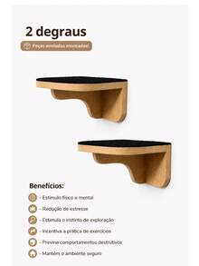 Casinha de Gato com Degraus Parede Playground Carpete MDF Cru 15mm - Preto - Visão 4