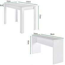 Compact Kitchen Dining Table Set – Wooden 3-Piece Dinette With 2 Matching Benches, Seats Up To 4, Space-Saving Design For Small Apartments, Dorms Or Studio Living Spaces - White - View 4
