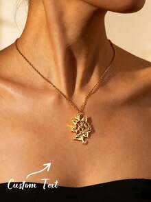 Hollow Rose Custom Name Necklace For Women 18K Gold Plated Stainless Steel Necklaces Personalized Flora Jewelry Birthday Gifts Female Daily Wear - Multicolor - View 1