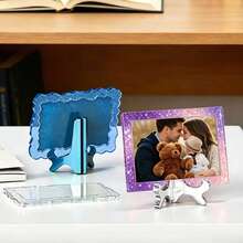 Set de 2 piezas (1 rectangular + 1 ovalada), Molde de resina para hacer marcos de fotos DIY, molde para marco rectangular y ovalado con soporte de base, molde de silicona para hacer regalos DIY para bodas, San Valentín, aniversarios, decoración del hogar, regalos para familiares y amigos, regalos de vacaciones y cumpleaños - 2 moldes para marco de fotos. - Ver 5