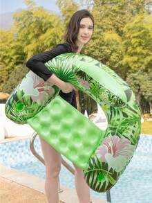 1pc Inflatable U-Shaped Forest Style Lounge Float, Pool Floating Boat, Adult Size Pool Float, Pool Raft Lounge Float, Suitable For Vacation Entertainment And Relaxation - Latest Model - View 2