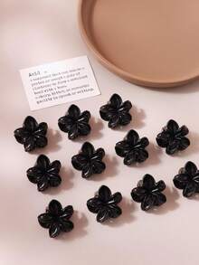 10/20/30/50件裝 亮黑色扶桑花髮夾 2.5cm 小號髮夾 女款 後腦半紮髮飾 優雅 - 黑色 - 查看 5