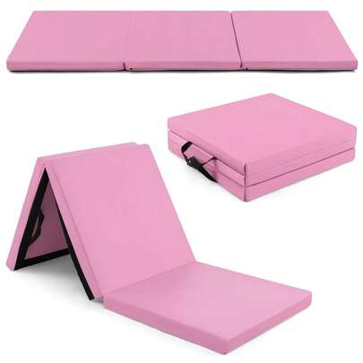 6' X 2' X 2" Thick Tri-Fold Exercise Tumbling Mat W/Carrying Handles, Anti-Slip Waterproof Foam Padded Yoga Floor Mat, Portable Foldable Fitness Mat For Home Gym Workout Stretching Pilates Gymnastics Martial Arts Core Training Indoor Outdoor Use