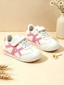 2026 New Classic White & Pink Colorblock Kids' Canvas Sneakers, Pink Cross-Color Contrast Side Decor, Fresh & Stylish, Non-Slip Thick Sole, Soft & Bouncy Comfortable, Minimalist Fashion Gentle Elegant, Unisex For Big Kids, Suitable For Daily School, Dance Practice, Outdoor Outings, Spring & Autumn Versatile Casual Sports Shoes - Pink - View 7