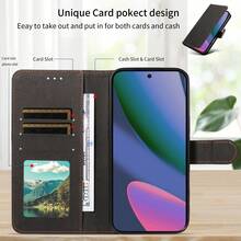 Casing Ponsel Flip Wallet Android Seri Pixel 10 dengan Slot Kartu, Pelindung Kulit Sintetis Kompatibel dengan , Apple, Note 15 (Versi Global, Bukan Model Lokal) - Hitam - View 3