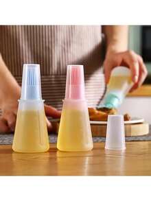 1/2pcs Silicone Oil Brush Bottle, Baking Tool, Suitable For Air Fryer, Pancake, BBQ, Steak, Heat-Resistant Silicone Brush - A - View 5