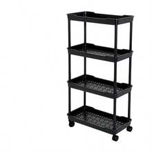 Organizador de almacenamiento, estantería de almacenamiento multifuncional con ruedas, cesta de almacenamiento de plástico con ratán tejido y asa superior, adecuado para oficina, cocina, baño, dormitorio, estantería de almacenamiento con ruedas y estantería de almacenamiento vertical, estantería de almacenamiento de pie - Multicolor - Ver 14