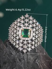1pc Elegant Cubic Zirconia Ring For Women, Wedding Engagement Party Jewelry, Valentine's Day Gift - 1# - View 7