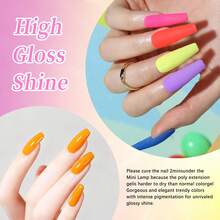 0.5oz Neon 6-Color Polymer Nail Extension Gel Tool Set, Includes Green, Orange And Purple Polymer Nail Gel, And Fast-Curing Nail Extension Gel, Suitable For Salon And Home Nail Design - Multicolor - View 8