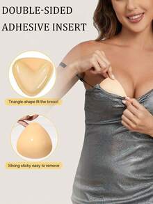 1pair Women Invisible Double-Sided Silicone Adhesive Bra Pads, Reusable Push-Up Lift Inserts, Waterproof Thickened Padding For Bikini, Swimsuit& Strapless Bras - Multicolor - View 3