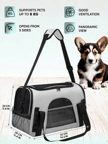 Large Capacity Breathable Cat & Dog Backpack, Outdoor Pet Portable Backpack, Handheld Foldable One Shoulder Dog/Cat Carrier, Suitable For Small Dogs, Cats, Rabbits, Puppies - Grey - View 6