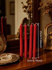 2pcs/4pcs Lilin Panjang Berbentuk Roda Gigi Lancip Merah Ukuran 0,78*9,87 Inci, Lilin Kedelai Tanpa Asap, Cocok Untuk Dekorasi Rumah, Dekorasi Kamar Tidur, Dekorasi Liburan, Dekorasi Pesta Dan Properti Fotografi, Menciptakan Suasana Romantis, Cocok Untuk Dekorasi Pernikahan - merah - View 13
