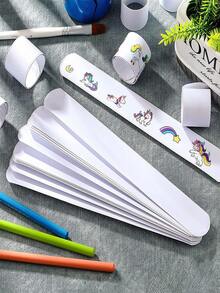 100pcs/50pcs/20pcs/10pcs/1pc White DIY Handmade Wristbands, Blank Colorable PVC Bracelets, Elastic Colorable Bracelets, Suitable For Party Favors, Classroom Rewards And Craft Projects, Teacher Essentials, Slap Bracelets, Slap Bands, Wristbands, PVC Slap Bracelets, Bracelets, Bracelet Slap - White - View 7