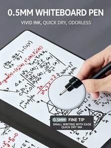 1 Set A5 Erasable Whiteboard Notebook, Full Leather Cover Portable Reusable Writing Memo Board, Suitable For Office And Study - Whiteboard - View 6