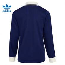 Adidas Clover Women's New Sporty Casual Long-Sleeved Polo Shirt - Blue and White - View 3