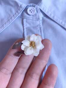 1pc/2pcs Elegant Flower Button Cover, Shirt Button Cover Clip-On Button Cover Fashion Crystal Cufflinks Cover - White - View 4