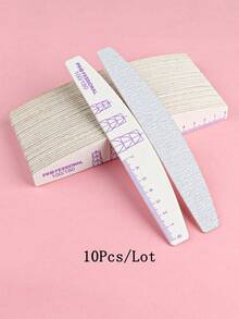 5/10pcs Thin Crescent-Shaped Wooden Nail Files, Double-Sided 100/180 Grit With Ruler And Nail Shape Guide, Professional Washable Nail Buffing Strips For Acrylic And Natural Nails - Light Grey - View 8