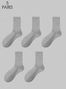 1/5/10 Paar Damen Lange Socken, Sommer Nahtlos Schwarz & Weiß Wadenhöhe Socken, Einfarbig Minimalistischer Stil, Vielseitig für verschiedene Anlässe - Verschiedenfarbig - Übersicht 9