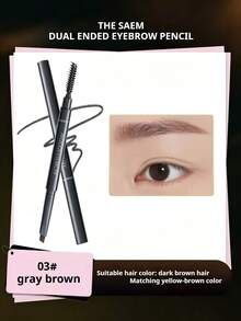 the SAEM Dual-Ended Angled Eyebrow Pencil With Spoolie Brush, Waterproof Long-Lasting Eyebrow Definition Pen, 3 Colors Available - #03 Gray Brown - View 6