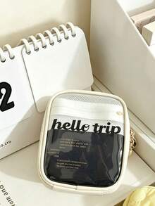 1PC Transparent Mini Makeup Bag, Ins Style Design, Waterproof And Wear-Resistant PVC Material, Large Capacity Partitioned Storage, Can Store Lipstick, Eyeshadow, Powder, Sample Skincare Products, Cleaning Swabs And Other Beauty Essentials - Multicolor - View 1
