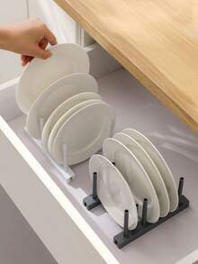 3pcs Dish Rack, Space-Saving Vertical Storage Rack, Suitable For Plates, Cups, Pots, Lids, Bowls And Cutting Boards, Kitchen Cabinet And Countertop Storage 1/2/3pcs - Multicolor - View 9