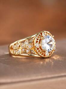 1pc Vintage Cubic Zirconia Ring For Women, Wedding Engagement Party Jewelry, Valentine's Day Gift - 1# - View 7