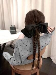 Elegant Niche Bowknot Grey Polka Dot Knit Cardigan Sweater For Women, Can Be Worn Alone Fall - Grey - View 7