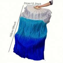 2pcs 150cm/59.05in  White And Blue Gradient Dance Long Floating Fan Imitation Of Silk Classical Dance Long Silk Fan Stage Performance Hanfu Photography Left And Right Hand Performance Fan - Multicolor - View 9