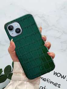 1 pieza Funda de teléfono de cuero con patrón de cocodrilo negro a prueba de golpes y caídas con diseño giratorio y artesanía de cuero compatible con iPhone 17/16/15/14/13/12/11/XR/7P/8P/XS Max/X/XS Galaxy - Verde esmeralda - View 7