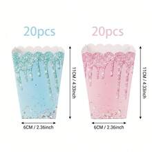 10/20/40 Pcs,Pastel Glitter Drip Popcorn Boxes,Pink & Blue Sparkle Dripping Design Paper Snack Containers,Disposable Party Favor Treat Paper Boxes For Gender Reveal,BabyShower, Bridal Shower Party Supplies - View 10