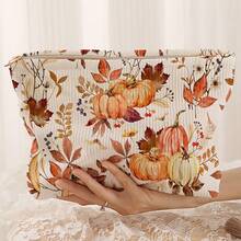 Tas Penyimpanan Kosmetik Portabel Motif dan Daun Maple, Dicetak Dua Sisi, Tas Rias Perjalanan dengan Resleting, Organizer Perlengkapan Mandi Multifungsi - MultiWarna - View 6