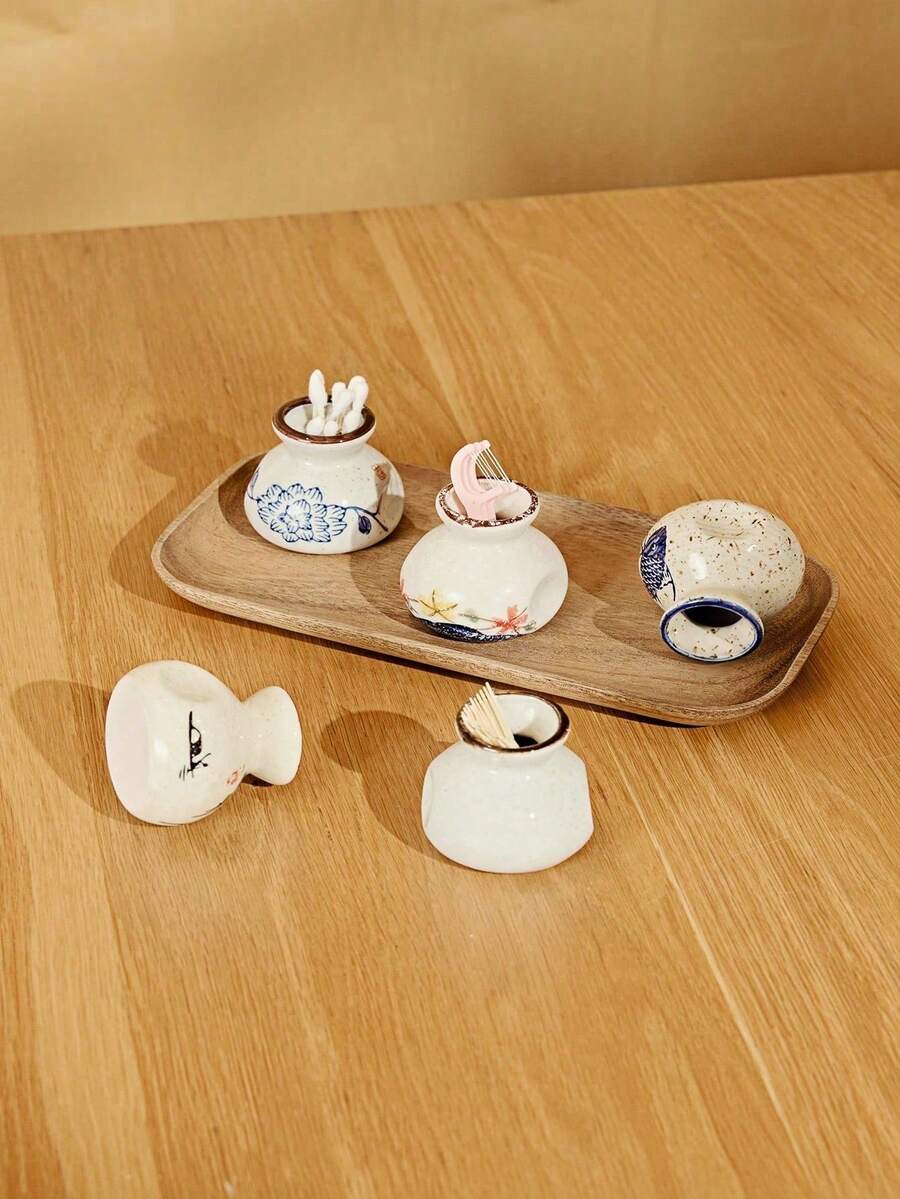 Haus Hana 1pc Retro Ceramic Toothpick Holder - Creative Kitchen & Dining Room Decor, Suitable For Home And Restaurant Use - Multicolor - View 1