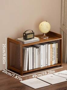 2/3-Tier Bamboo Desktop Organizer, Multifunctional Space-Saving Open Storage And Display Rack, Versatile Small Bookshelf, Ideal For Stationery, Cosmetics, Plants, And Decorative Items, Perfect For Offices, Dorms, Bedrooms, And Home Offices - Multicolor - View 15